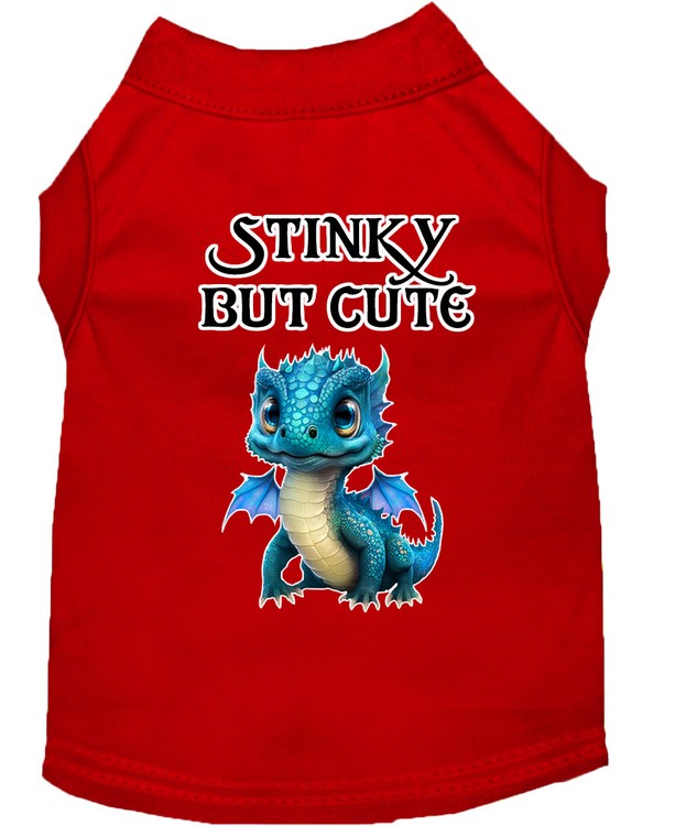 Stinky but Cute Dragon Screen Print Dog Shirt Red Med (12)